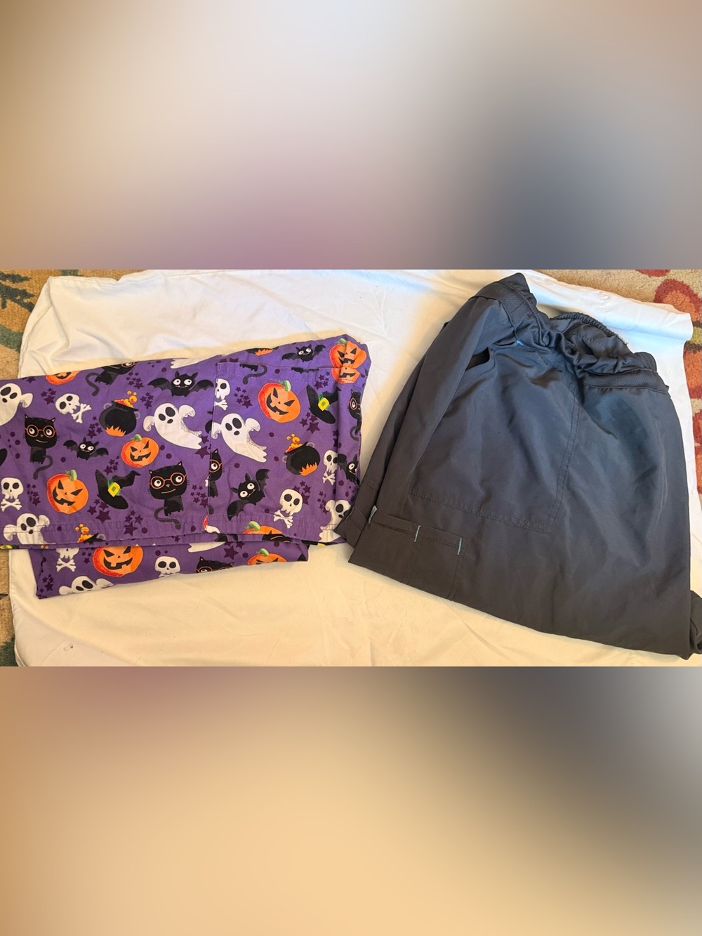 Halloween scrub Set - Purple Spooky Print size 3XL